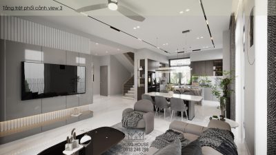 THIẾT KẾ NỘI THẤT BIỆT THỰ ĐƠN LẬP WATERPOINT -  Sắc xám thanh lịch, bình yên trong từng khoảnh khắc sống